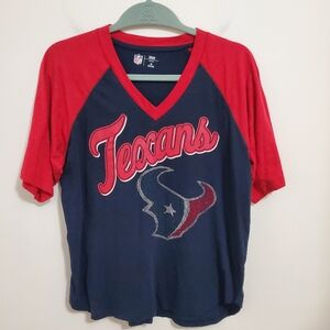 HOUSTON Texans fan t-shirt.  Short sleeved bedazzled ladies. Size Medium